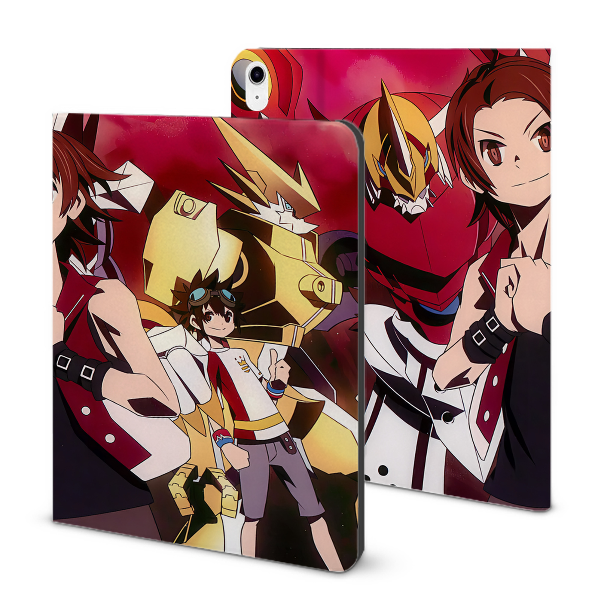 （画像用） Digimon デジタルモンスター/デジモン IPad ケース ブック型 PUレザー TPU 耐衝撃 軽量 薄型 ペン収納なし 全面保護 IPad 各モデル対応